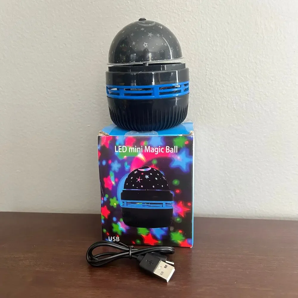 USB-powered LED Mini Magic Ball Stage Light and Starry Projector, Black